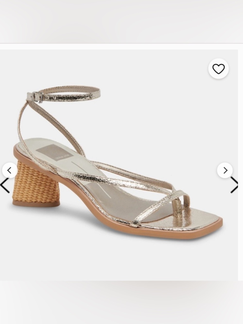 Dolce Vita Bevita Metallic Gold Strappy Rattan Block Heel Sandal